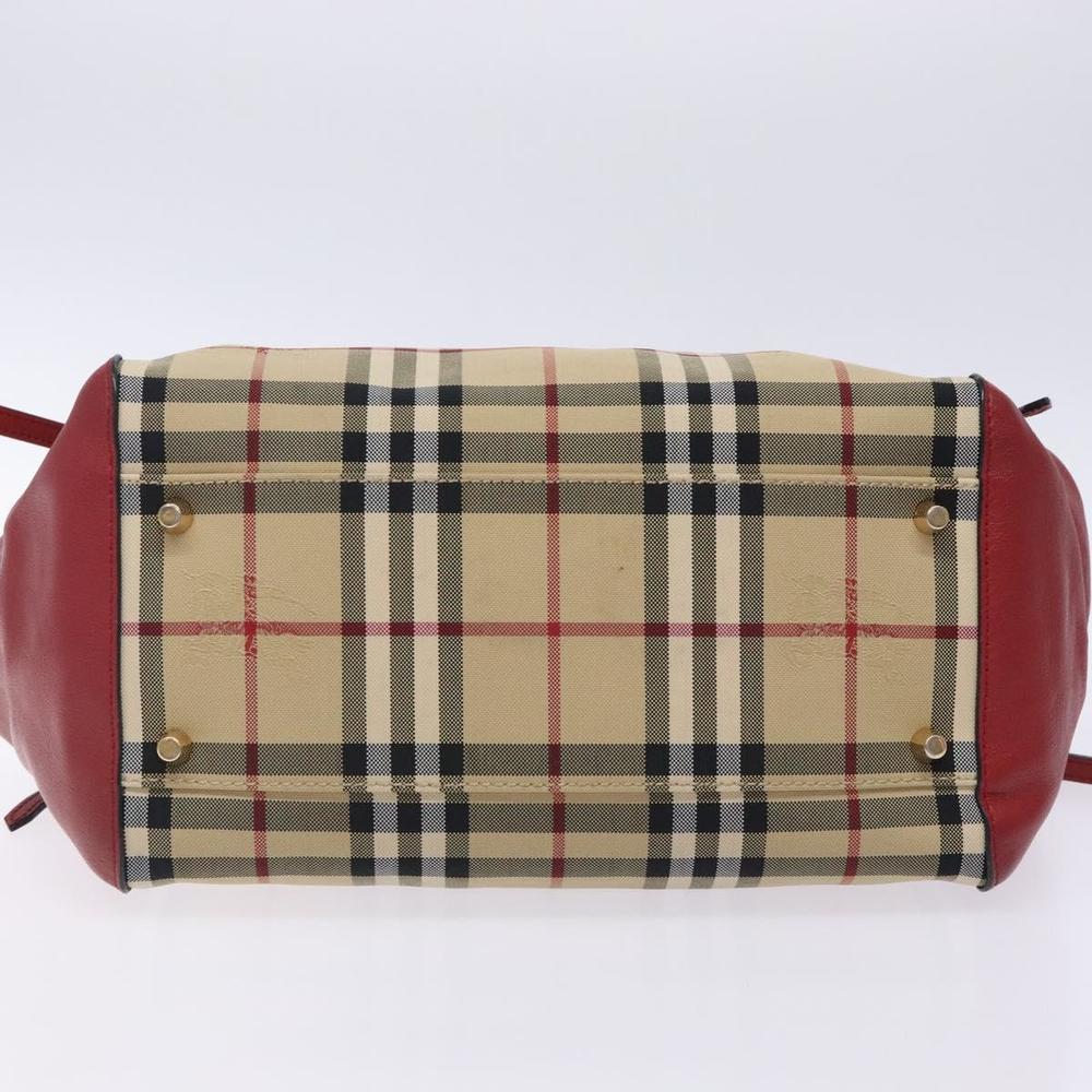 BURBERRY Nova Check Tote Bag Nylon Beige Gold Auth 131730 - Picture 5 of 16